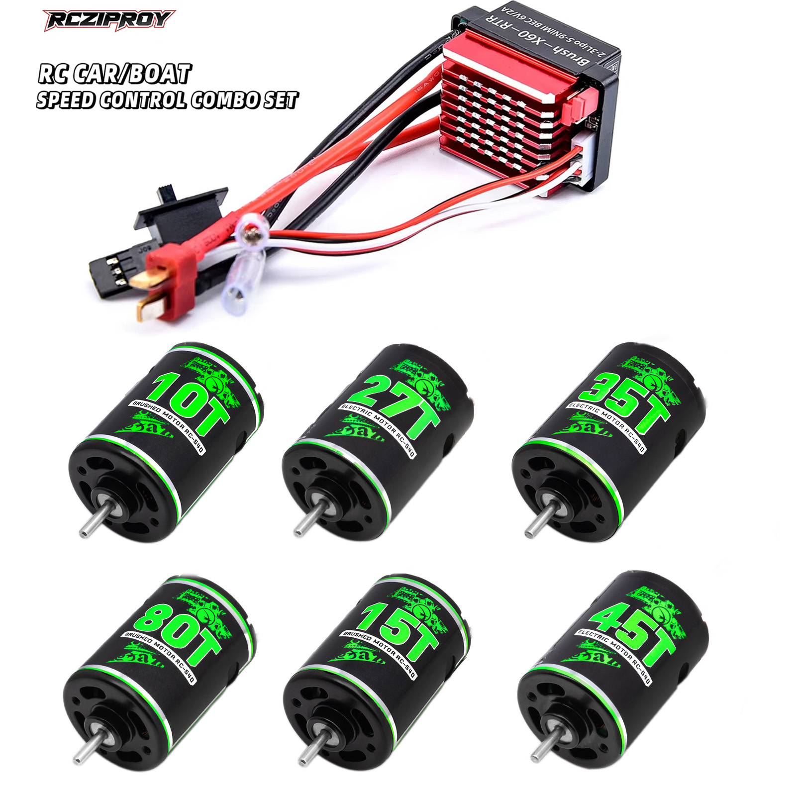 Esc Waterproof 60A - RC 540 10T-80T waterdichte geborstelde motor,